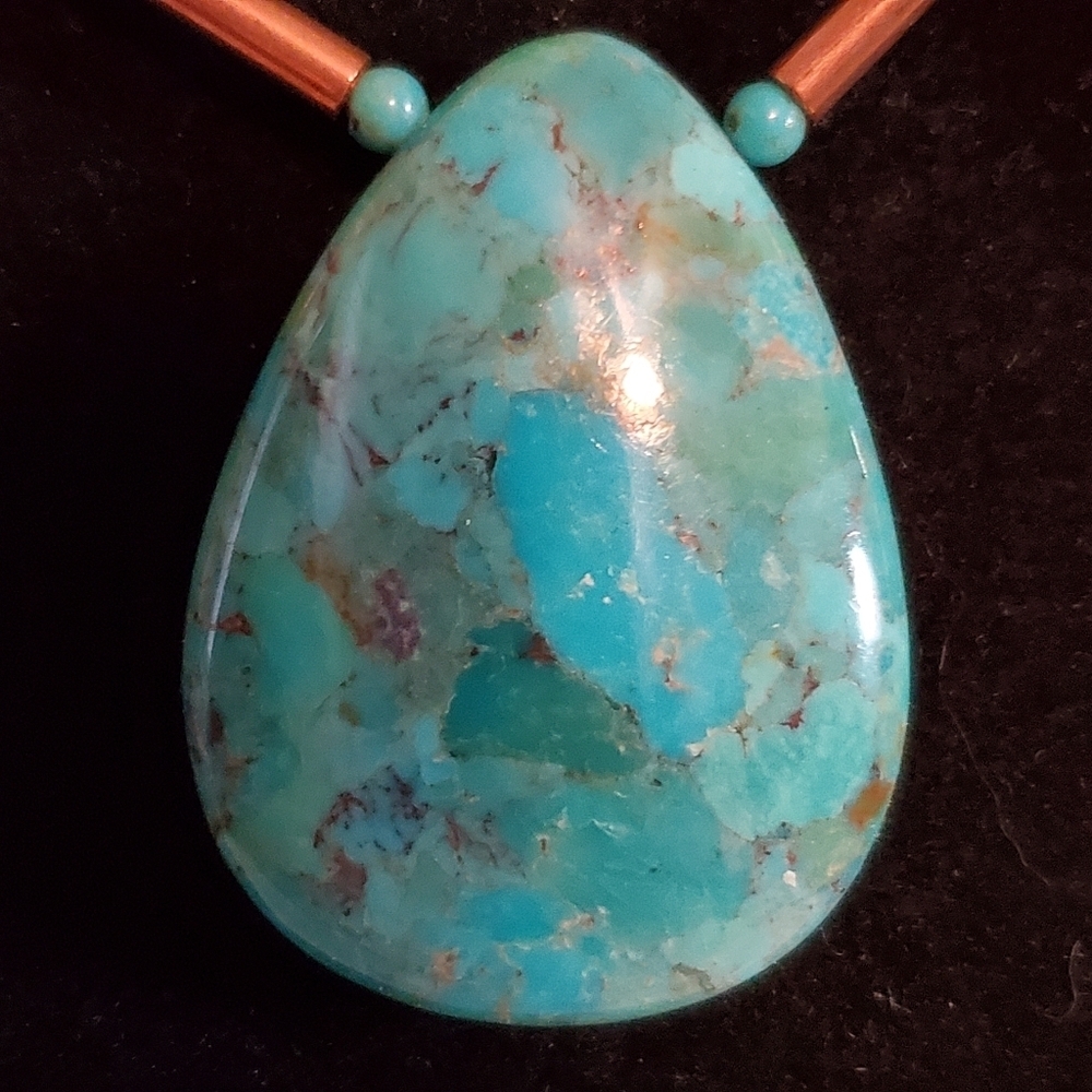 Turquoise and Copper Necklace - Picture 3 of 12